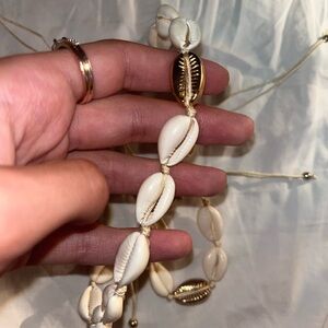 Gold and Cream Shell Necklace & Bracelet Set